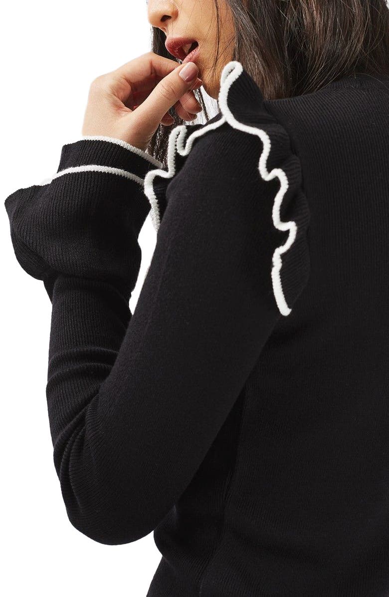 Topshop Tipped Ruffle Crop Sweater, Alternate, color, 