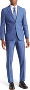SOUL OF LONDON Solid Two Button Notch Lapel Slim Fit Suit
