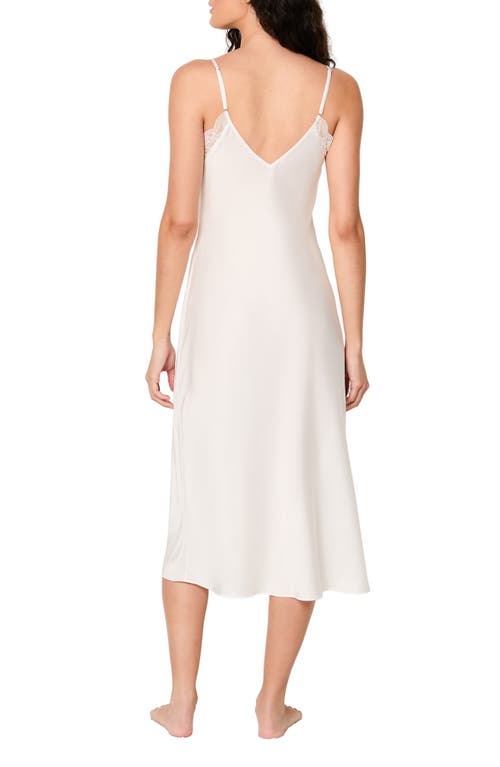 Etam Desire Nuisette Lace Trim Satin Nightgown In White