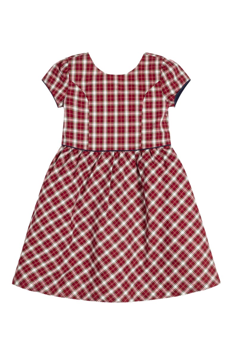 Hope & Henry Girls' Organic Short Sleeve Schoolgirl Dress, Kids, Alternate, color, Dark Red Collegiate Check