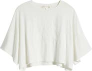 LoveShackFancy Angelle Lace EmbellishedCrop Cotton T-Shirt