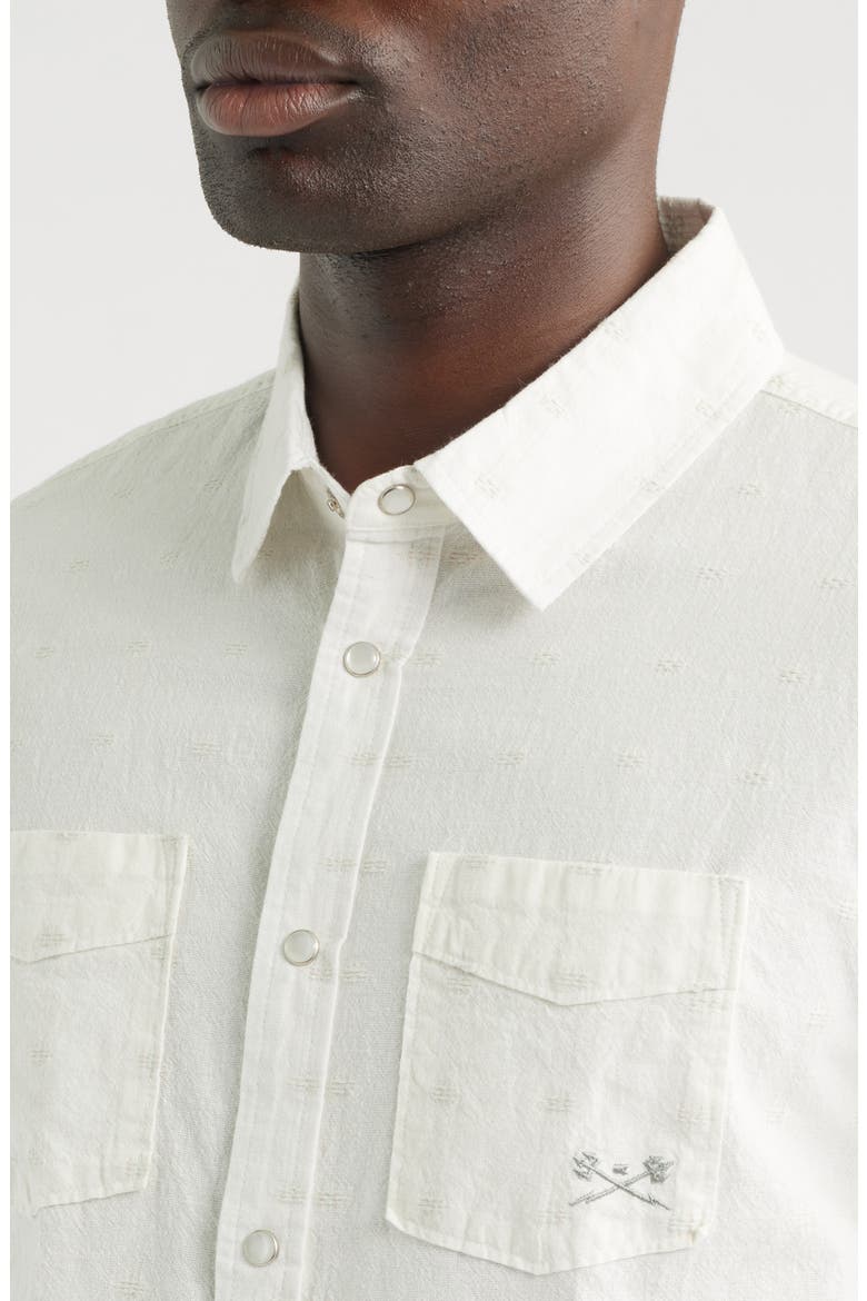 Gildale Textured Stripe Short Sleeve Cotton Snap-Up Shirt, Alternate, color, OFF WHITE