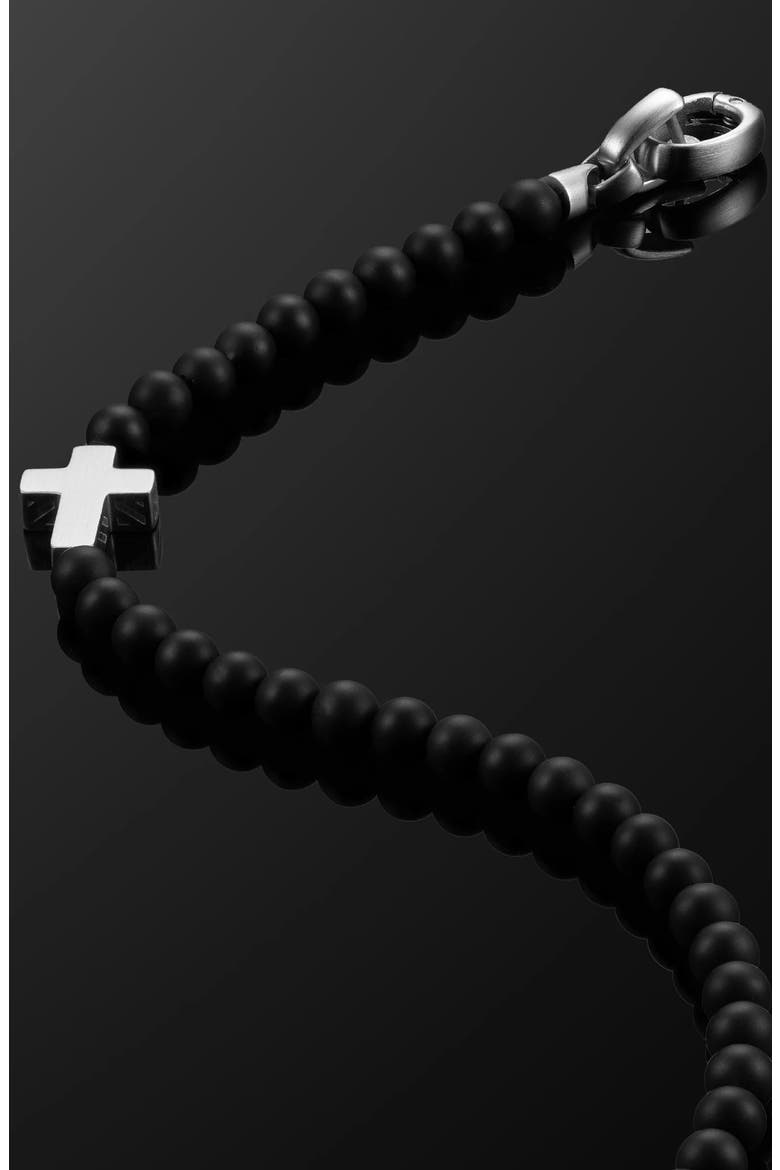 Onyx Bead Cross Bracelet, Alternate, color, BLACK