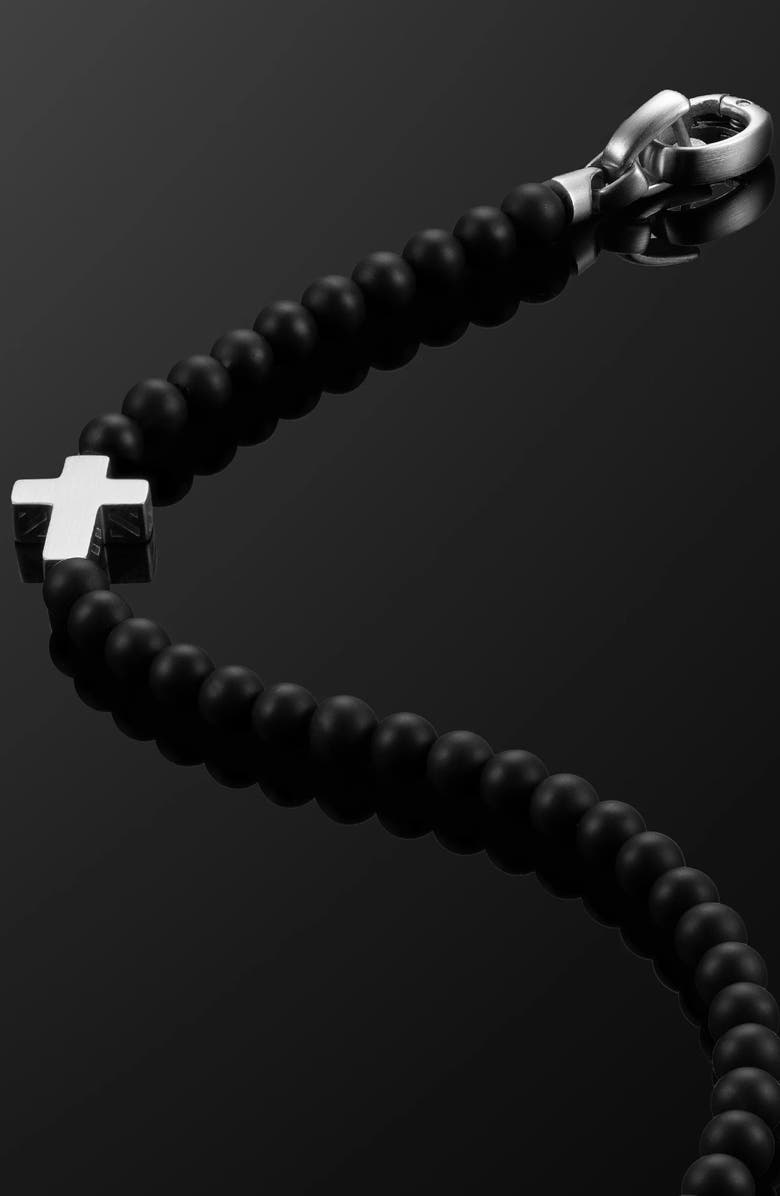Vincero Onyx Bead Cross Bracelet, Alternate, color,