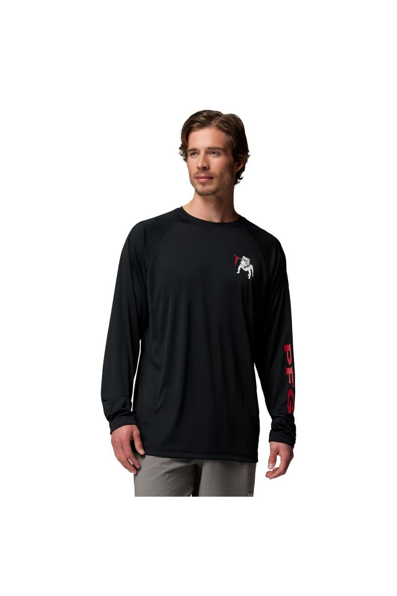 Men's Columbia Black Georgia Bulldogs Terminal Tackle Omni-Shade Raglan Long Sleeve T-Shirt, Main, color, Black