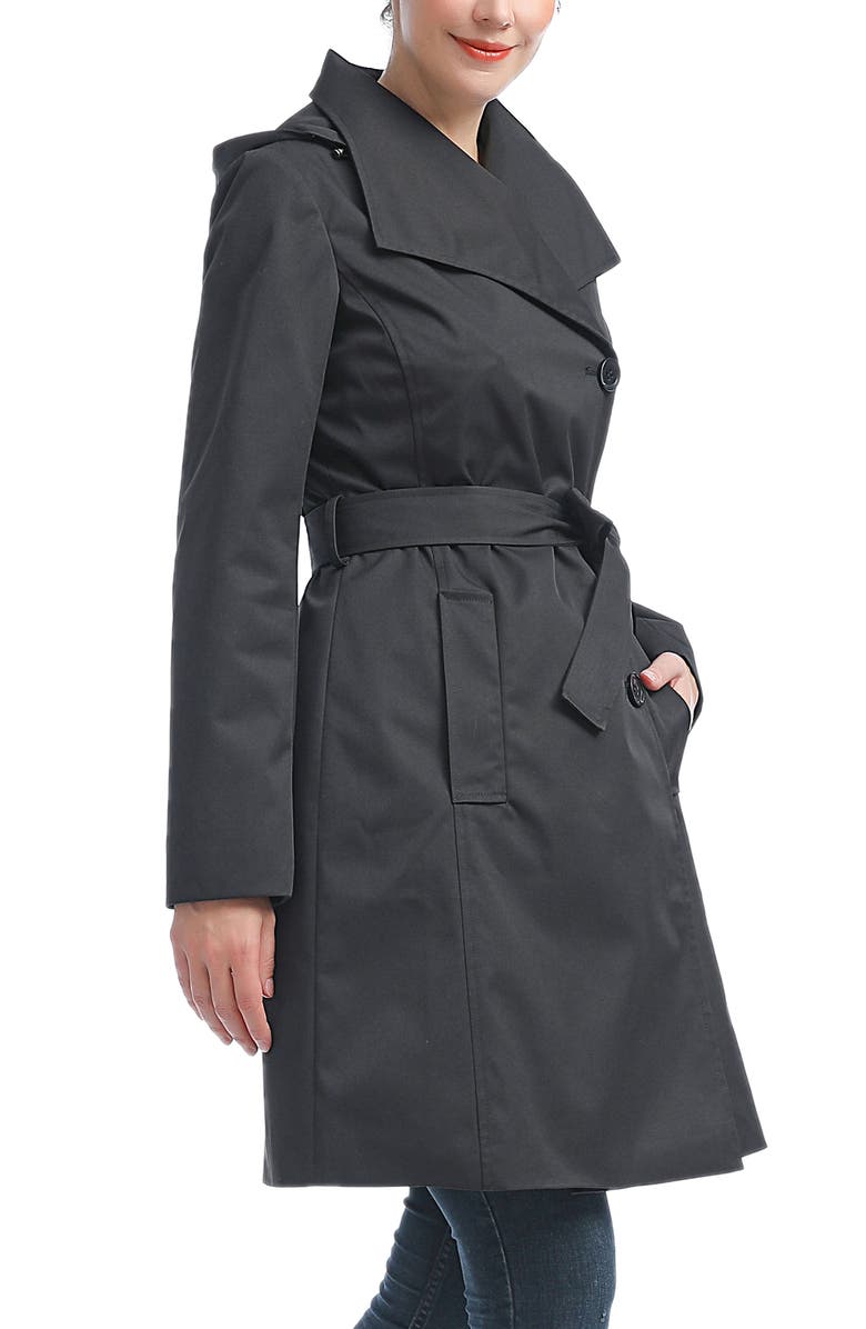 Kimi & Kai Elsa  Hooded Trench Coat, Alternate, color, Black