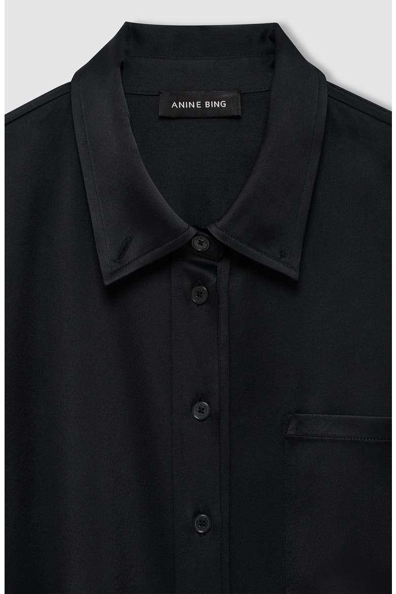Scott Cropped Satin Shirt, Alternate, color, Black