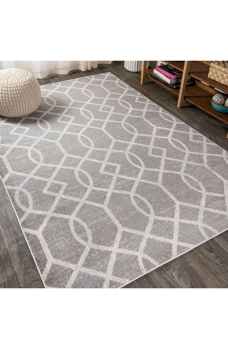JONATHAN Y Asilah Ogee Fretwork Area Rug, Alternate, color, Dark Gray/Cream