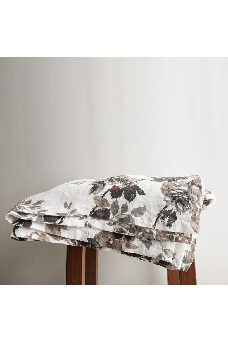 Eggplant and Grey Roses Tablecloth, Alternate, color, Grey