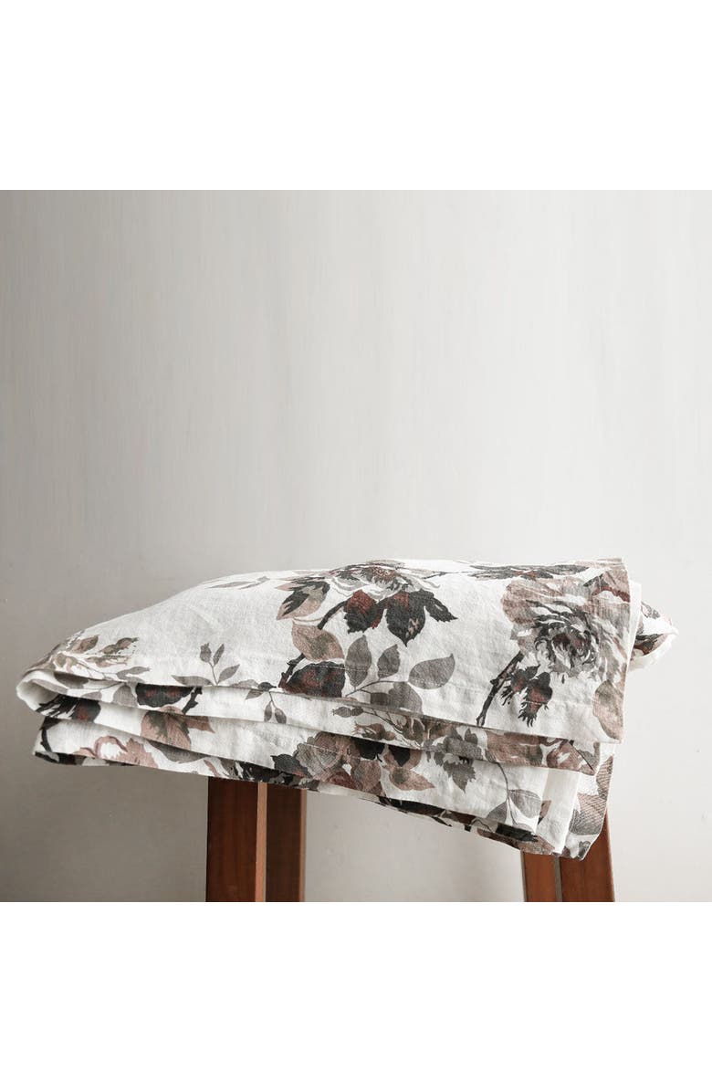 CG Hunter Eggplant and Grey Roses Tablecloth, Alternate, color, Grey