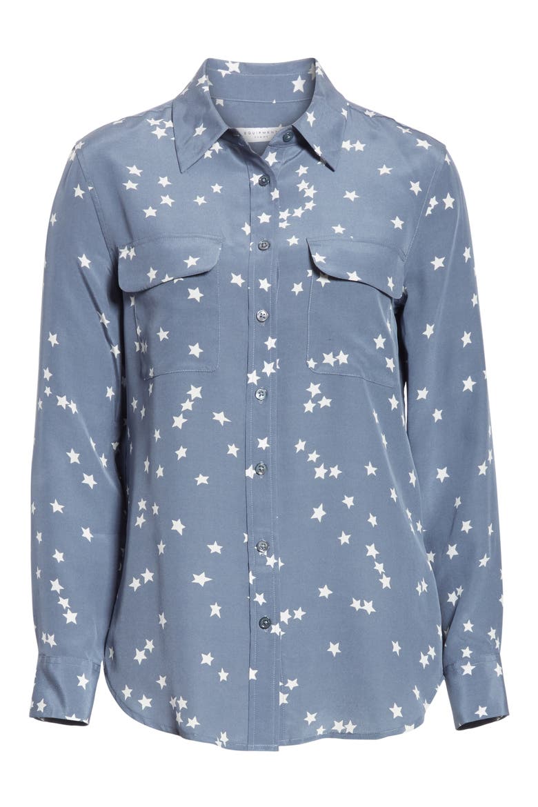'Starry Night' Silk Shirt, Alternate, color, BLUESTONE