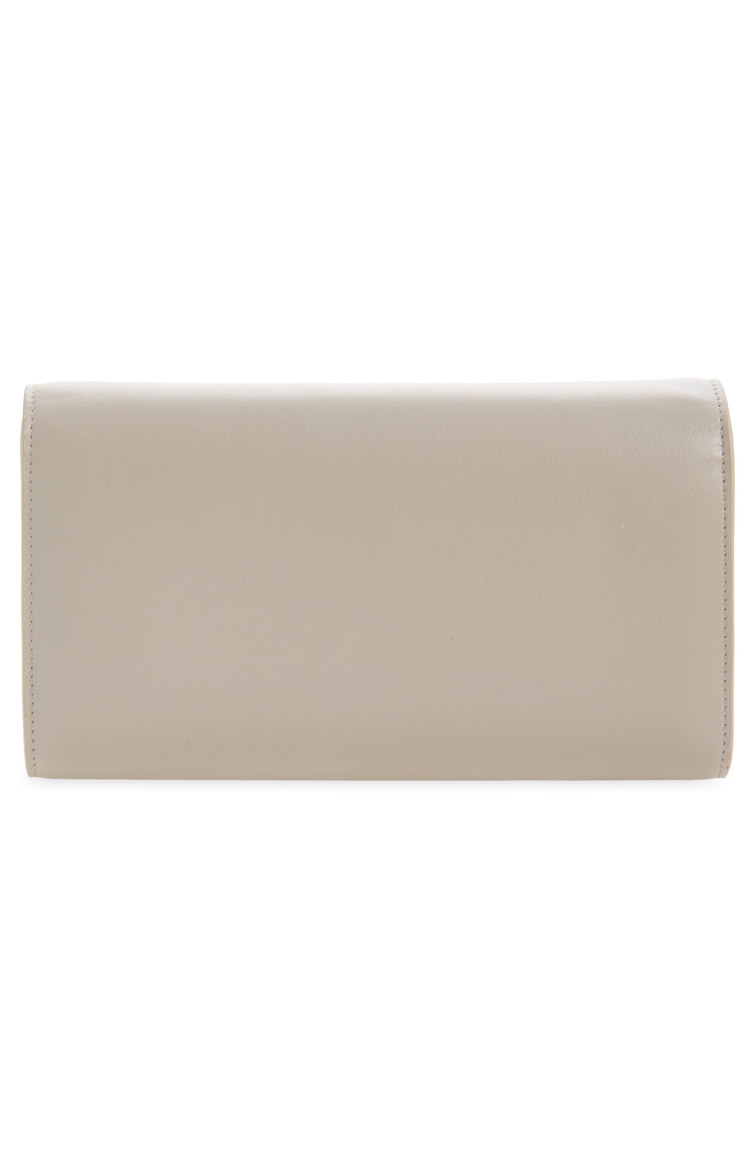 Bettina Leather Wallet on a Chain, Alternate, color, I576 GOOSE/ SILVER