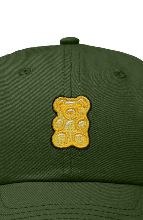 Dalix Yellow Gummy Embroidered Dad Cap In Olive