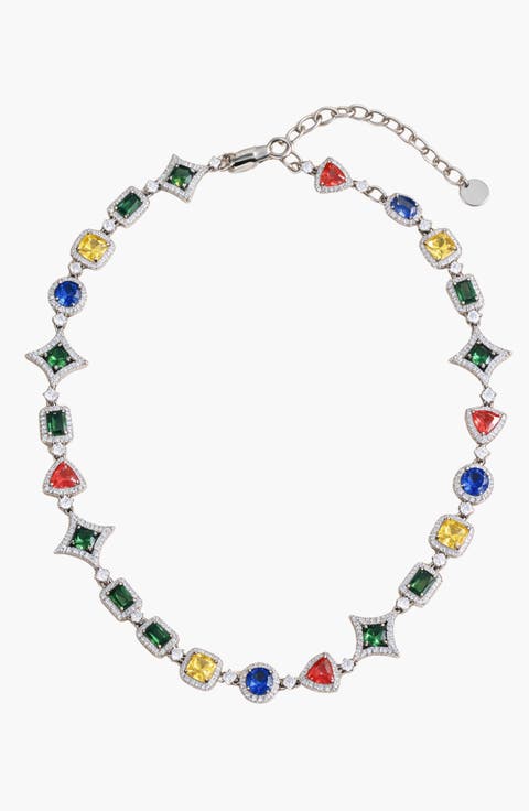 Geometric Crystal Statement Collar Necklace