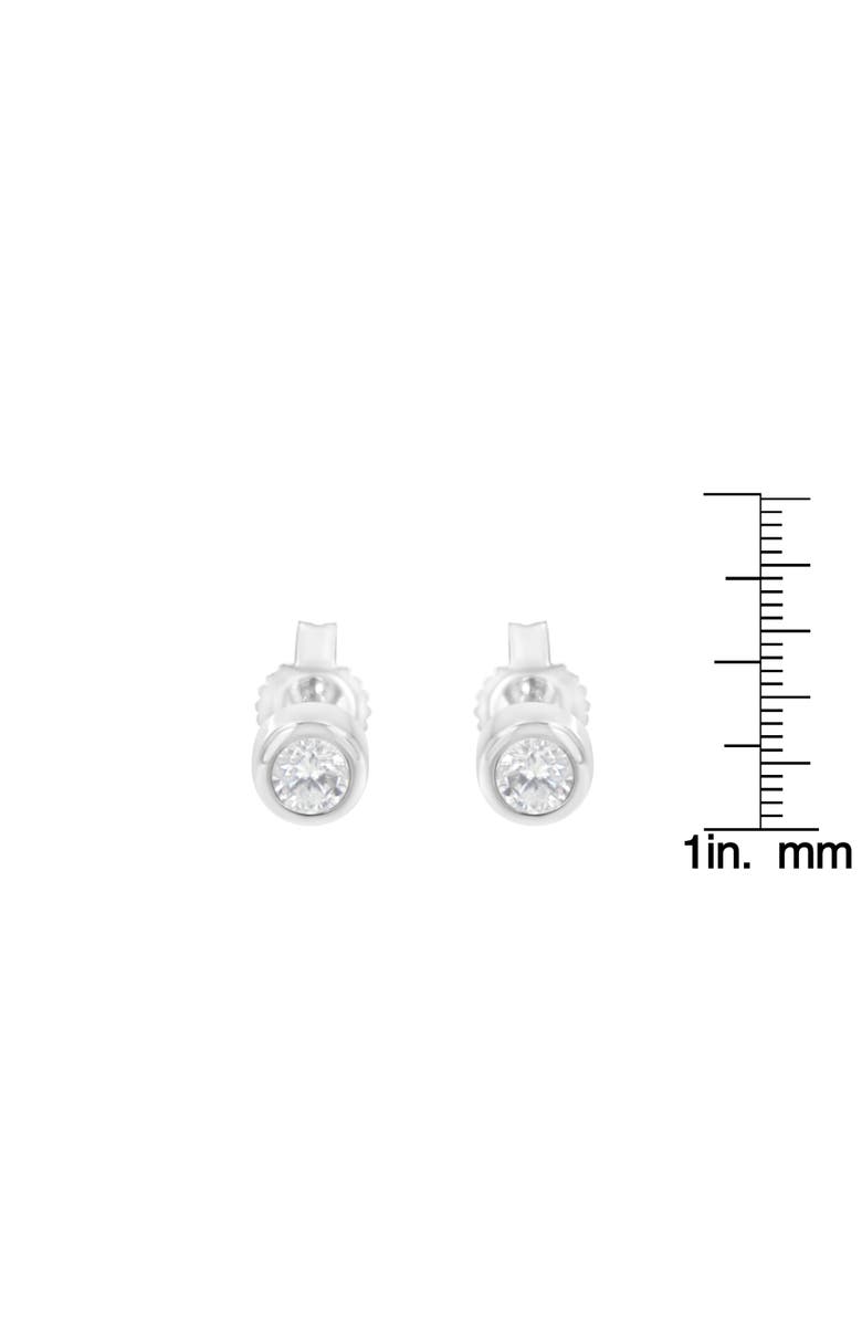 Haus of Brilliance 10K White Gold 1/5 Ct Diamond Bezel- Solitaire Stud Earrings, Alternate, color, White