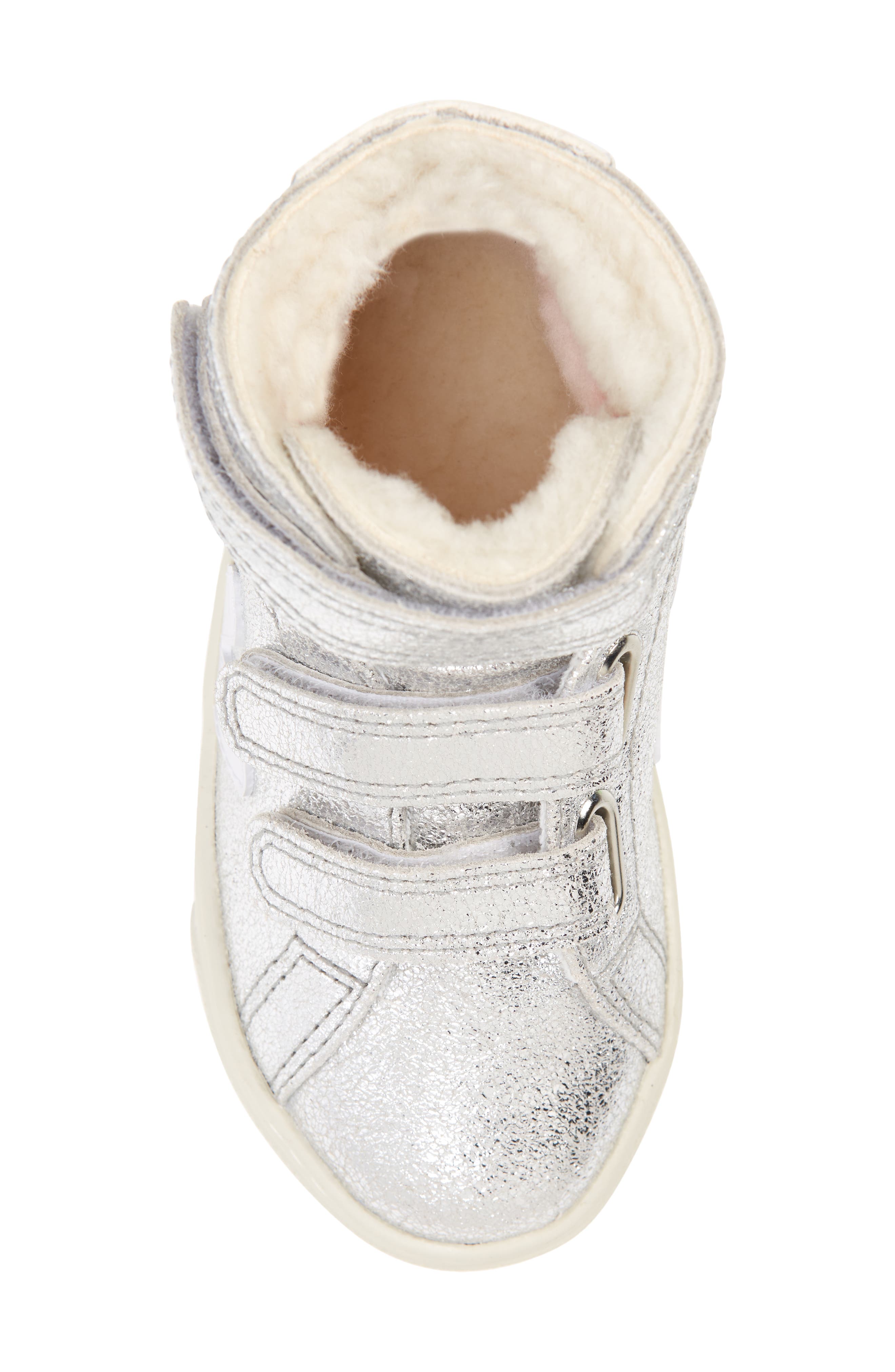 Esplar Genuine Shearling Lined High Top Sneaker, Alternate, color, SILVER WHITE