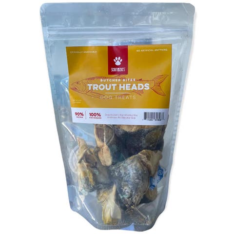 Trout Heads, 6oz Dog & Cat Treats, Freeze Dried Fish, Crunchy