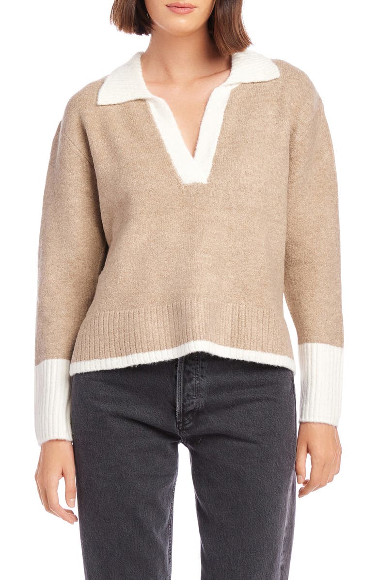 FIFTEEN TWENTY Mila Contrast Polo Sweater, Main, color, 