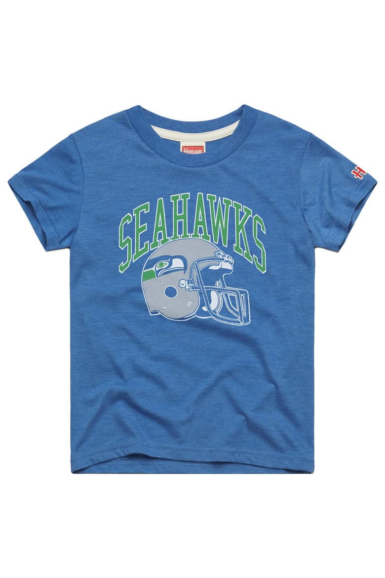 Youth Homage  Royal Seattle Seahawks Retro Helmet Tri-Blend T-Shirt, Main, color, Royal