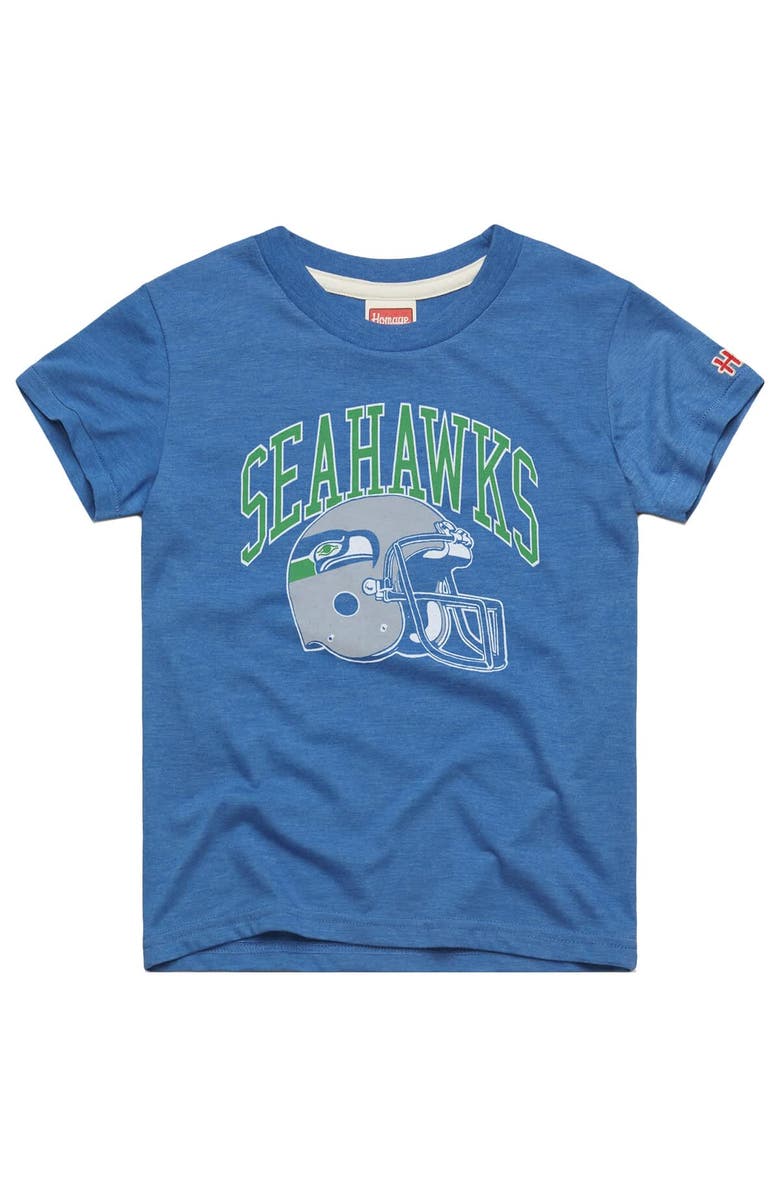 Homage Youth Homage  Royal Seattle Seahawks Retro Helmet Tri-Blend T-Shirt, Main, color, Royal
