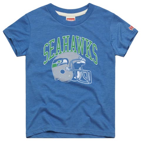 Youth Homage  Royal Seattle Seahawks Retro Helmet Tri-Blend T-Shirt