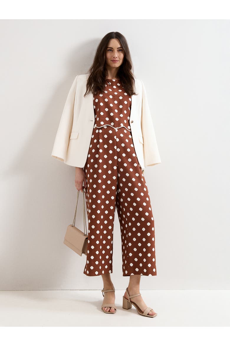 Alia Spot Jumpsuit, Alternate, color, Tan