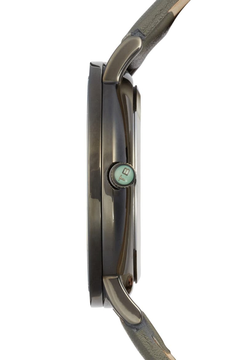 Leather Strap Watch, 40mm, Alternate, color, GREY
