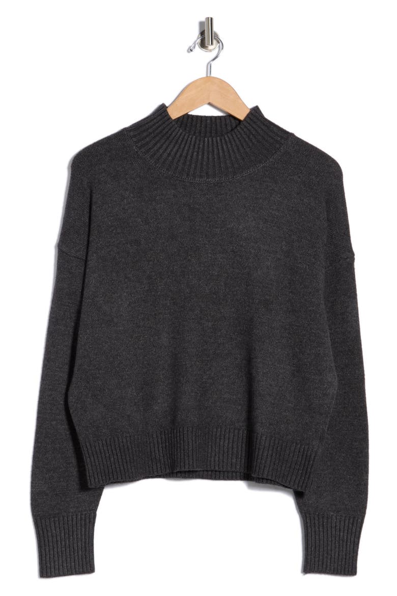 Mock Neck Pullover Sweater, Alternate, color, CHARCOAL HEATHER