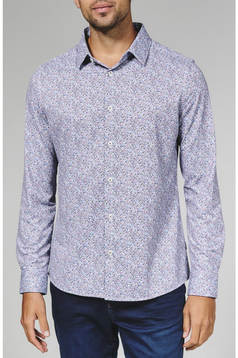 Prague Floral Performance Button-Up Shirt, Main, color, STONE ROSE