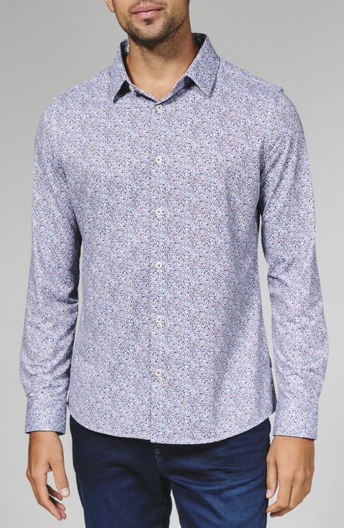 7 Diamonds Prague Floral Performance Button-up Shirt In Blue