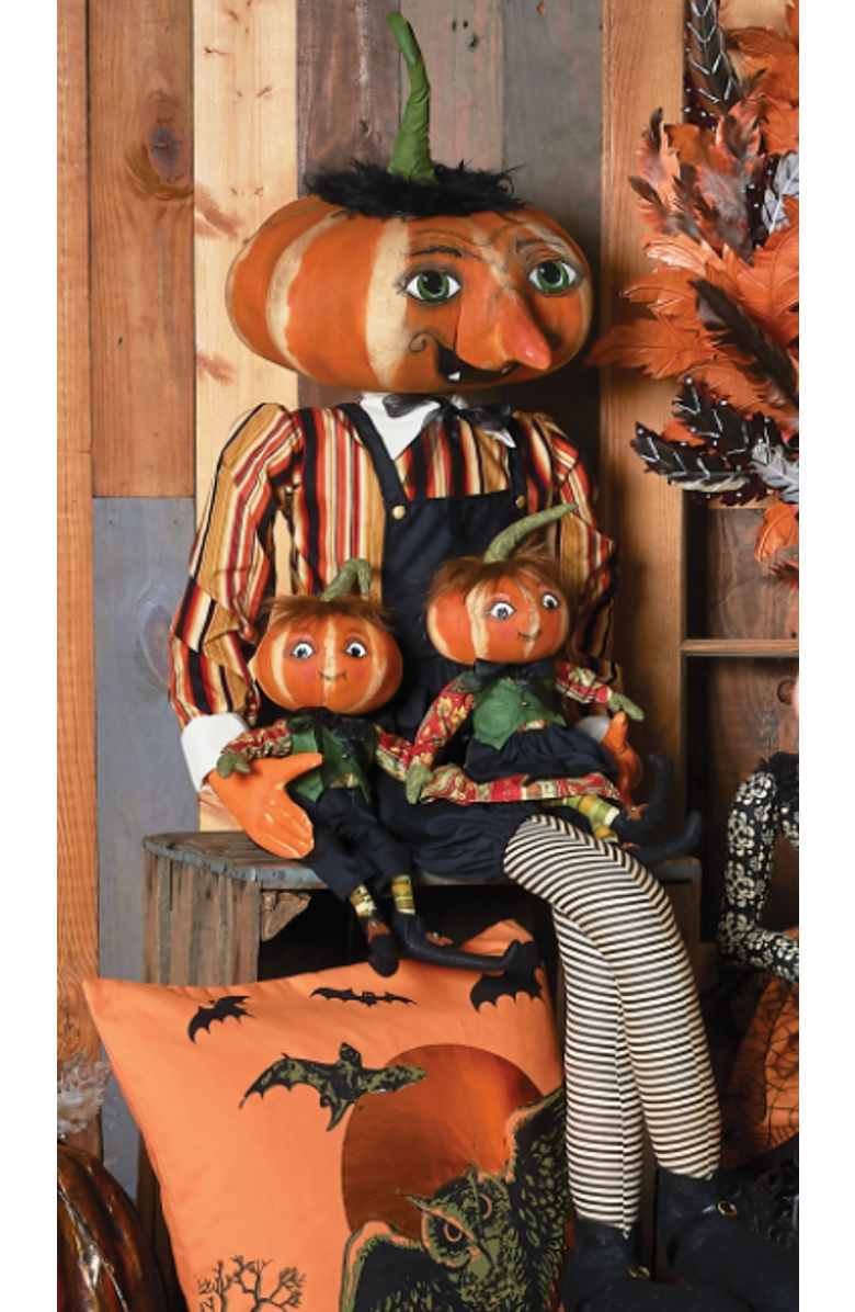 Gallerie II Gilbert Pumpkin Head Joe Spencer Gathered Traditions Halloween Art Doll Figure, Alternate, color, Black