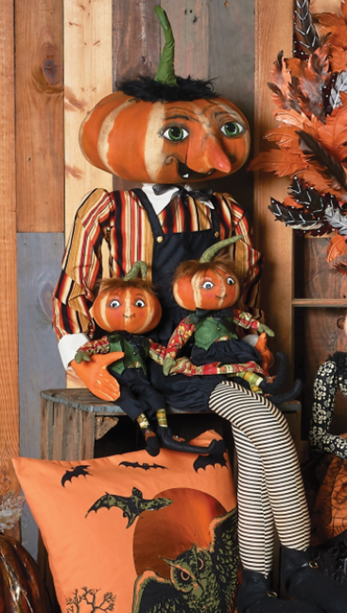 Gallerie Ii Gilbert Pumpkin Head Joe Spencer Gathered Traditions Halloween Art Doll Figure In Black