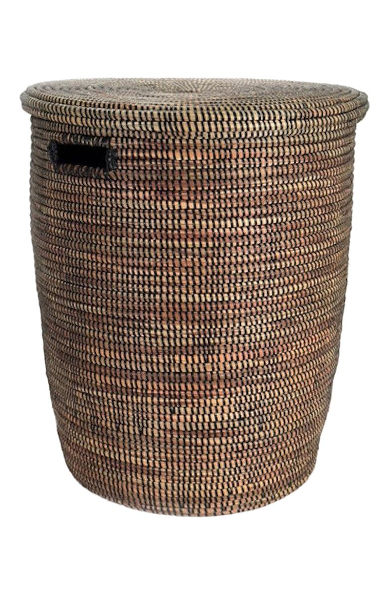Mbare Flat Lid Storage Basket Monochrome Storage, Main, color, Brown Black