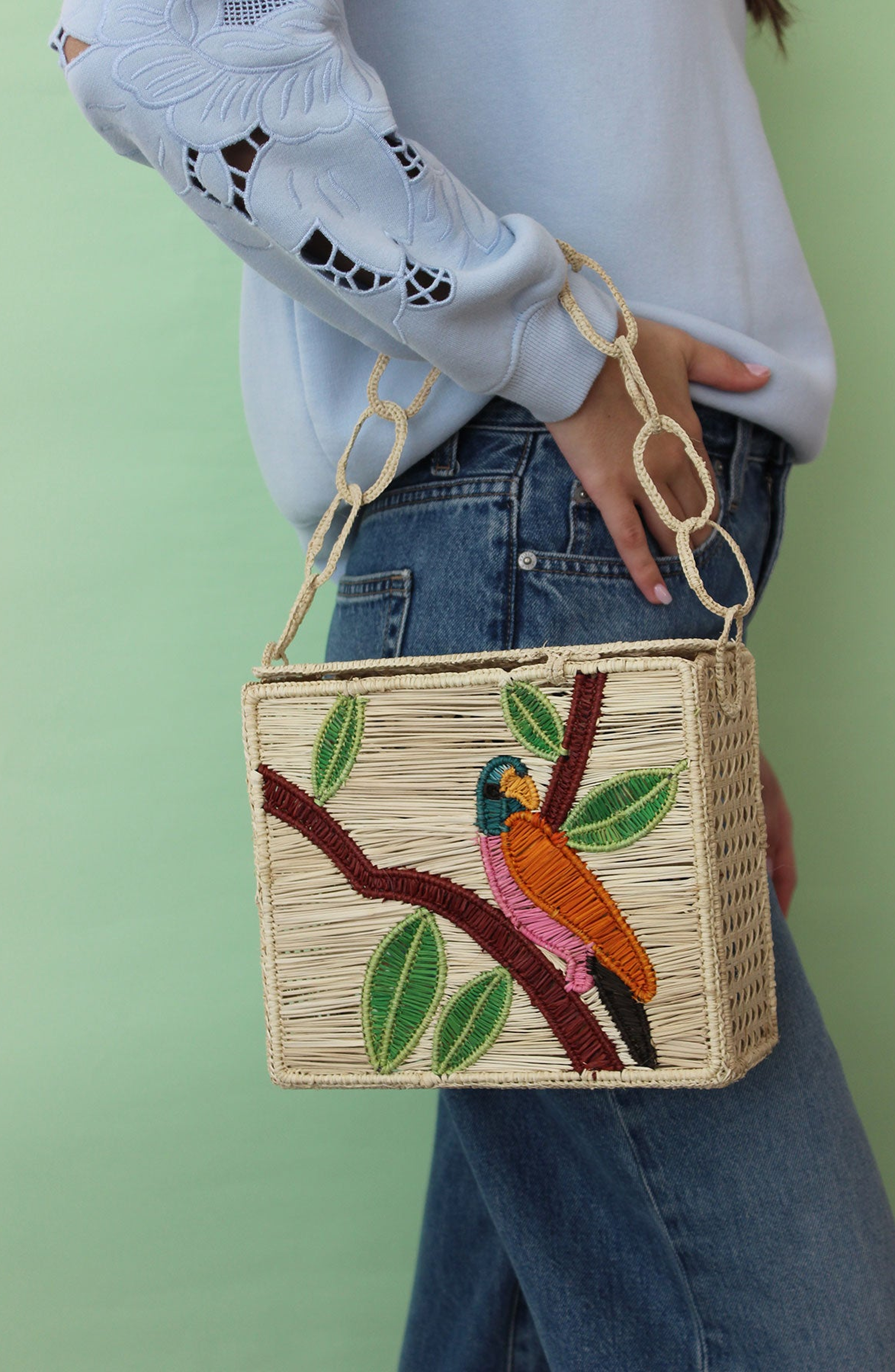 Amazónica Mari Handbag, Alternate, color, Parrot Embroidery