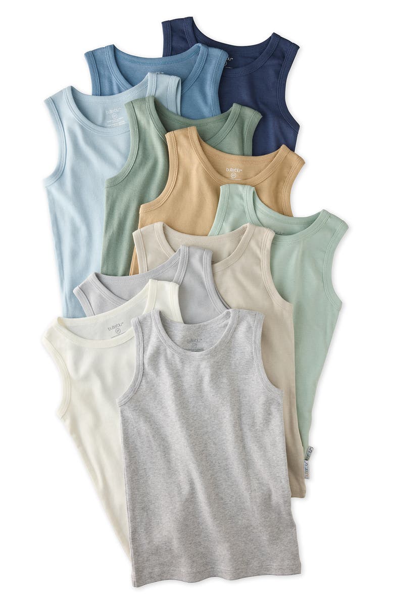 BUTTERBLU Malone Assorted 10-Pack Organic Cotton Muscle Tees, Main, color, Seafoam Terra Rainbow