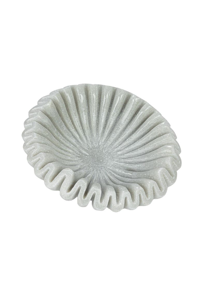Round Marble Pleated Dish, White, Main, color, White