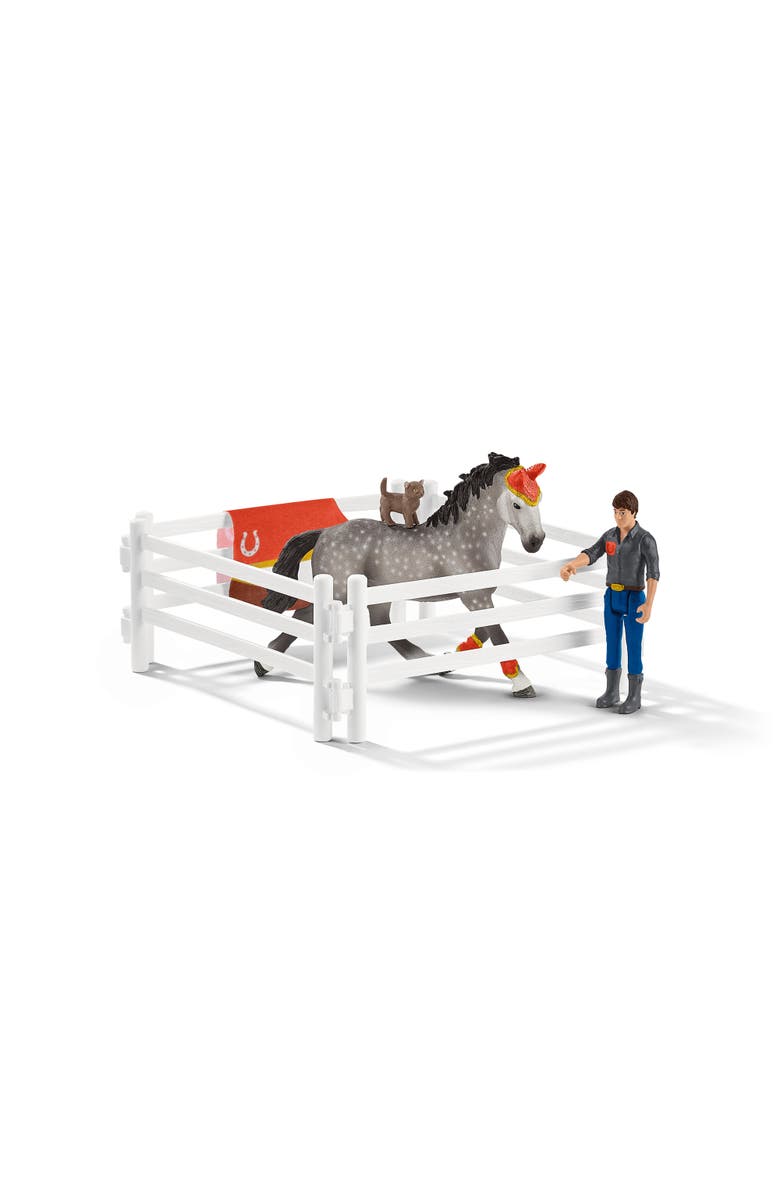 Schleich Horse Club Mia Vaulting, 18 Piece Animal Playset, Plastic, Kids 5+, Alternate, color, Multicolored