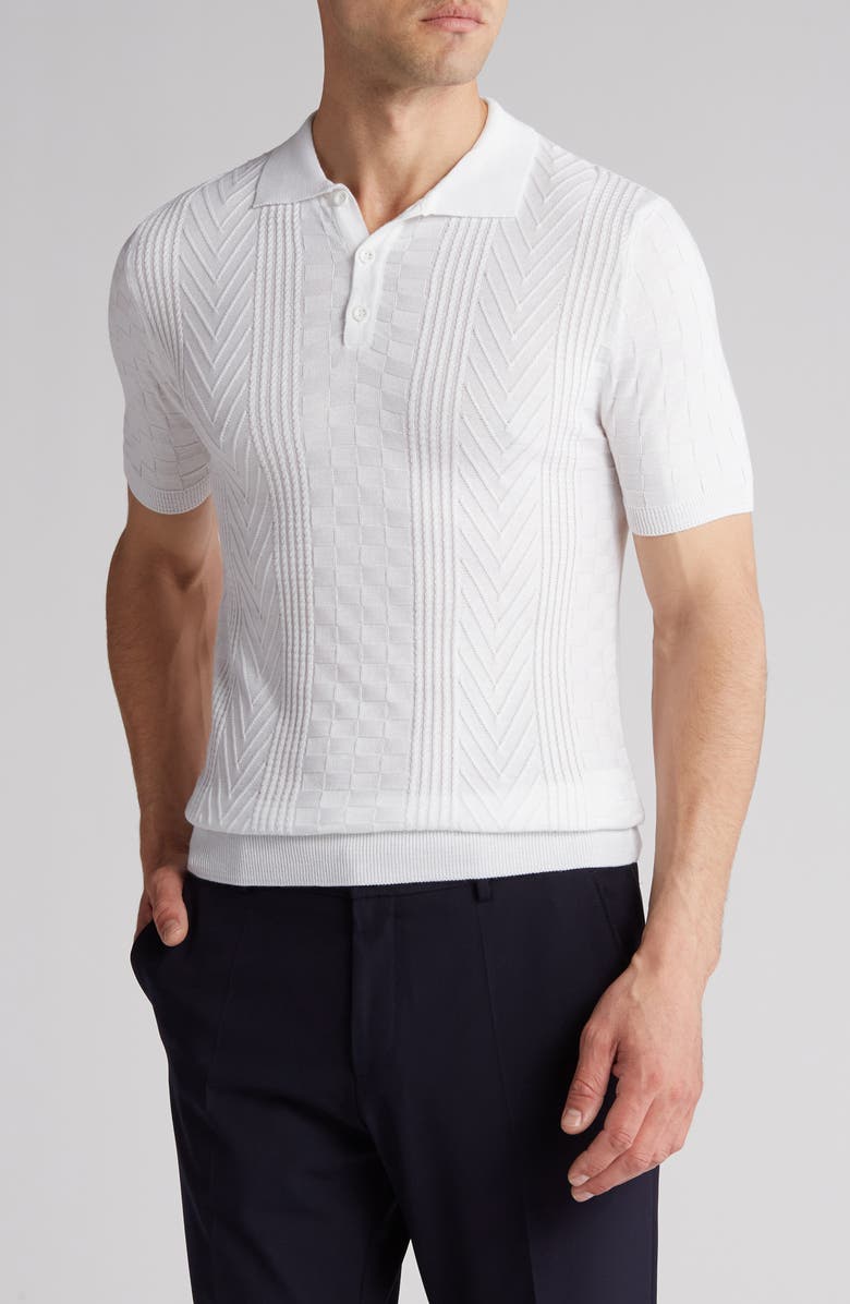T.R. PREMIUM Textured Sweater Knit Polo, Main, color, White