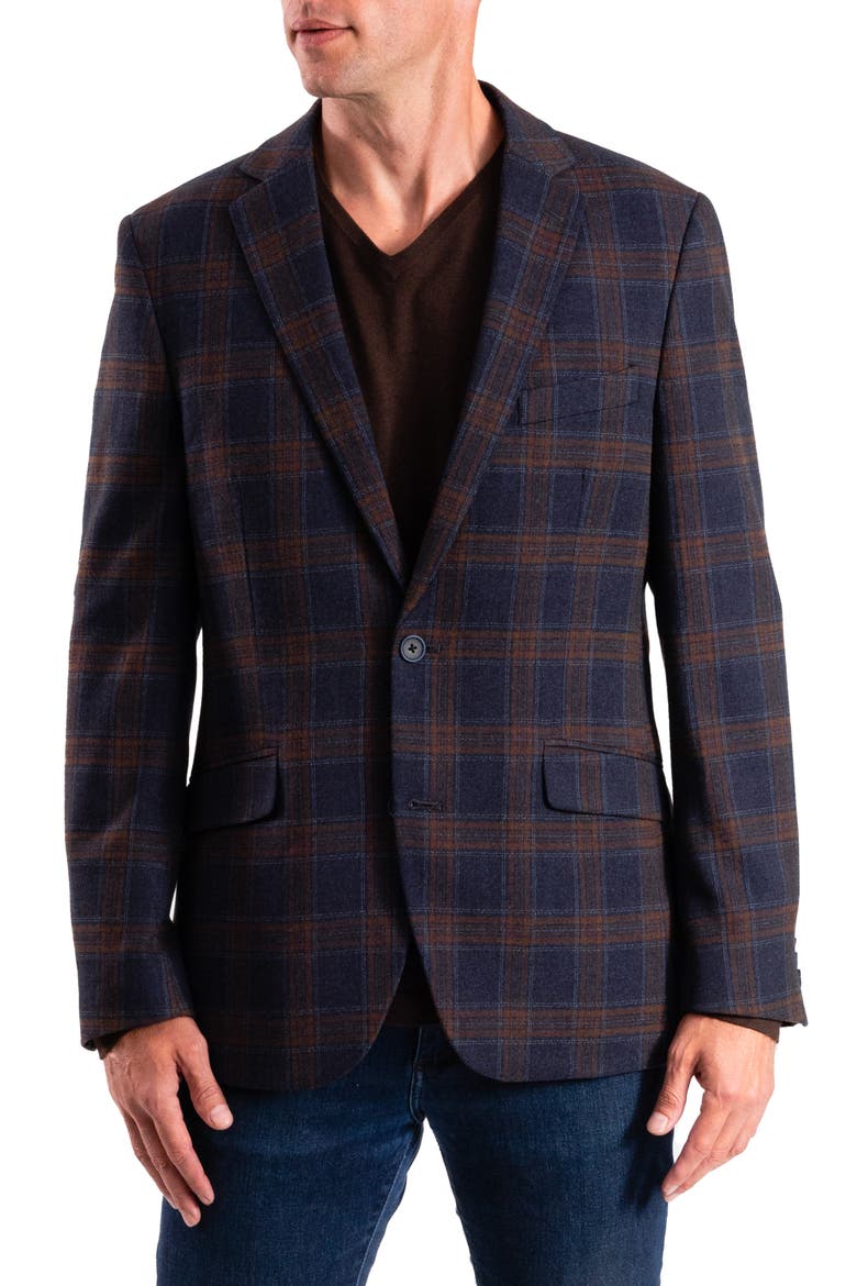 Navy Plaid Sport Coat, Main, color, NAVY