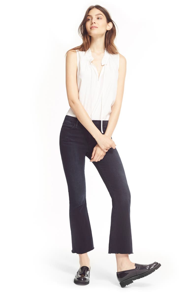 FRAME 'Le High Flare' Raw Edge High Rise Crop Jeans, Alternate, color,