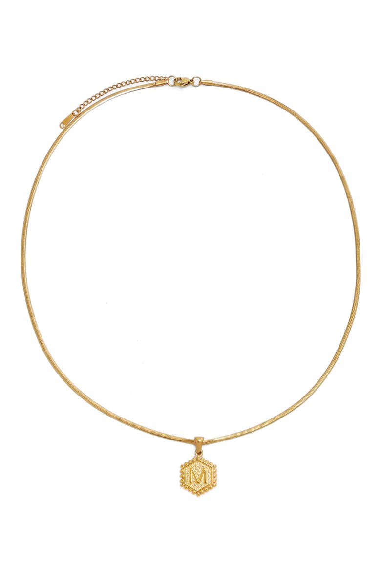 Initial Pendant Necklace, Main, color, GOLD-M