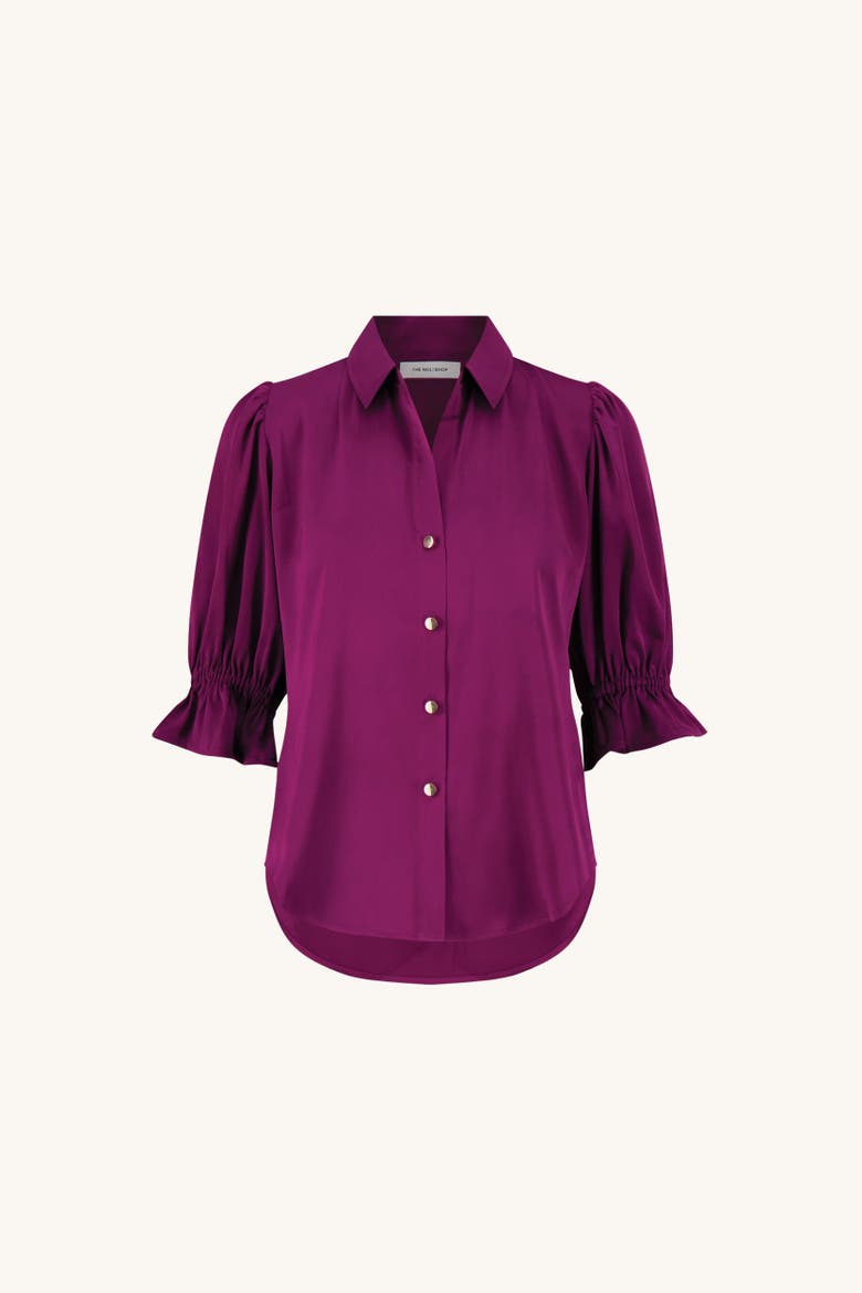 Cindy Ruffle Sleeve Blouse, Alternate, color, Mulberry