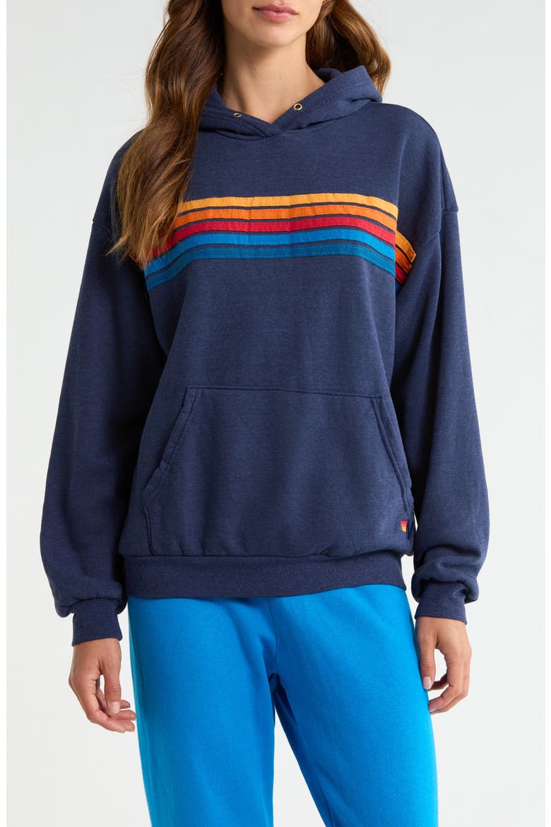5 Stripe Hoodie, Main, color, NAVY