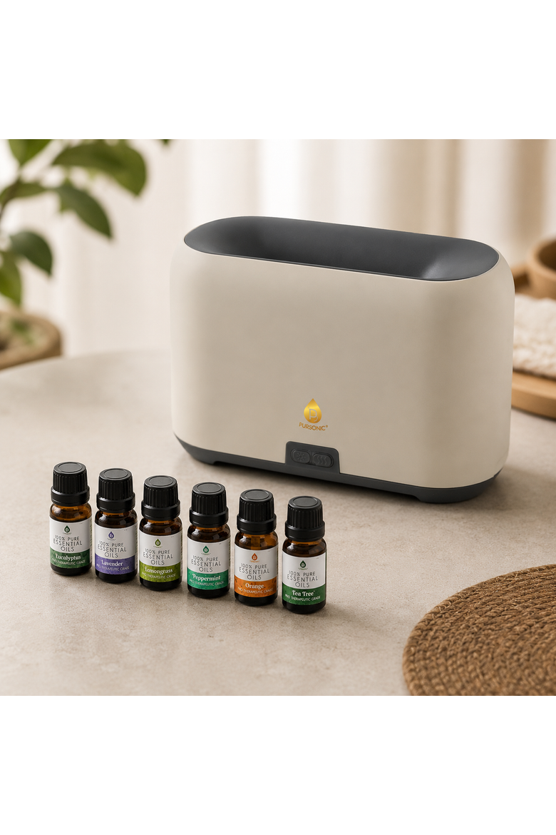 FlameGlow Diffuser & 6-Pack Essential Oils, Alternate, color, Multicolor