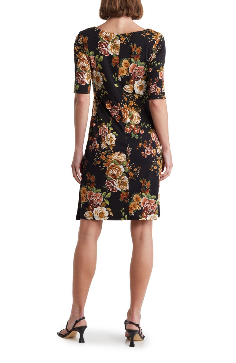 Connected Apparel Floral Side Gather Dress, Alternate, color, 