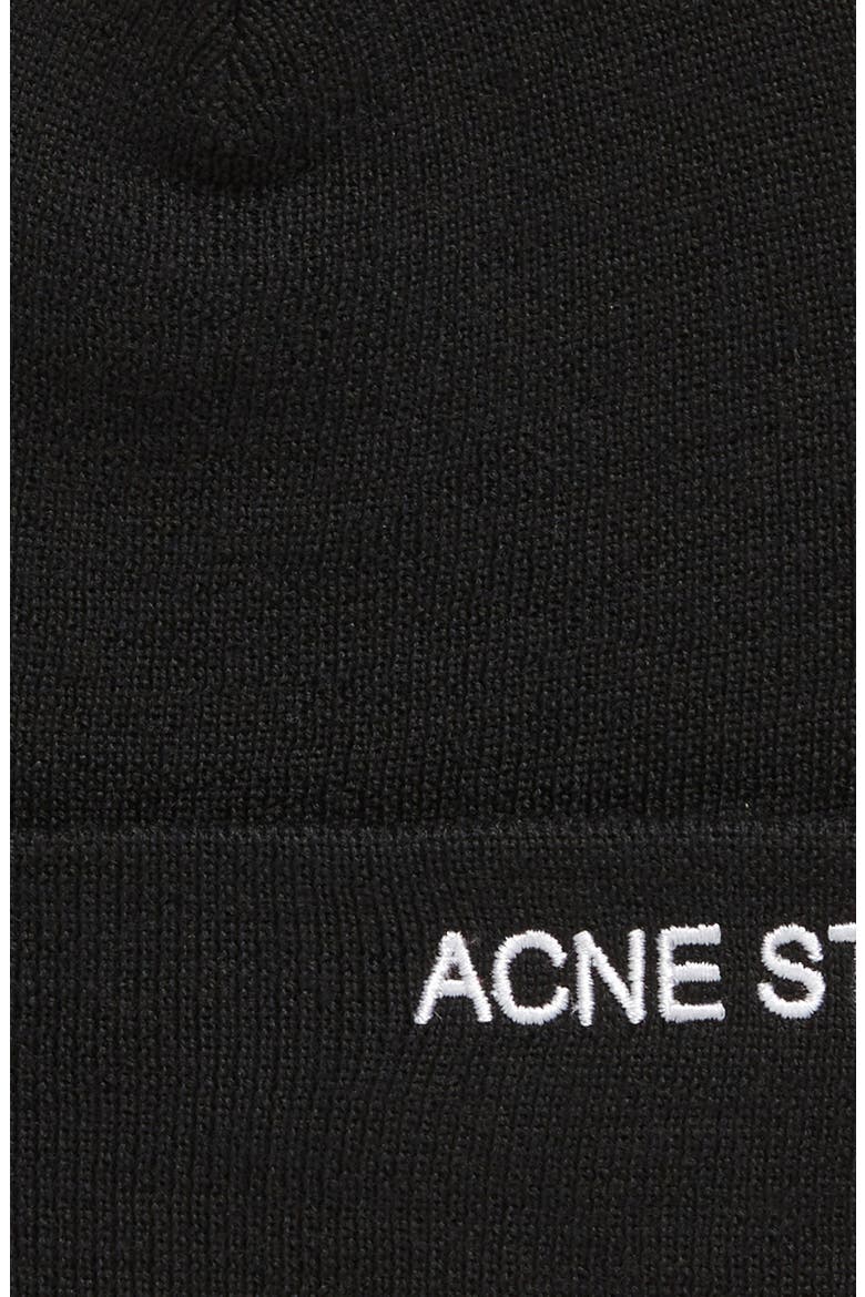 Embroidered Logo Wool Blend Beanie, Alternate, color, BLACK