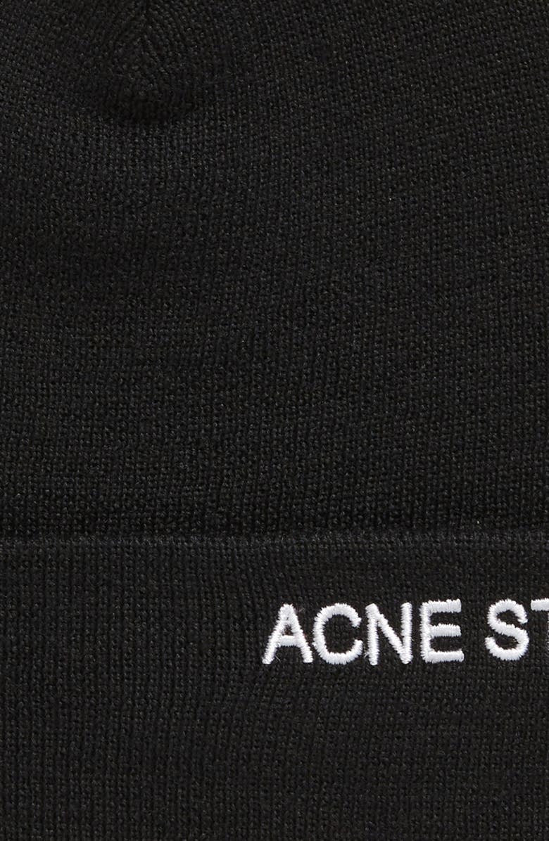 Acne Studios Embroidered Logo Wool Blend Beanie, Alternate, color,