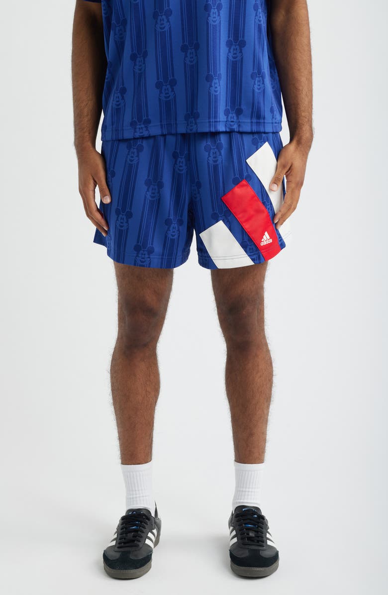 adidas Originals x Brain Dead Disney Football Shorts, Main, color, Victory Blue