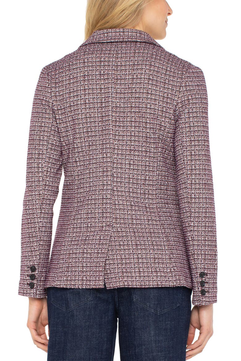 Tweed Blazer with Removable Hoodie Insert, Alternate, color, WINE MULTI