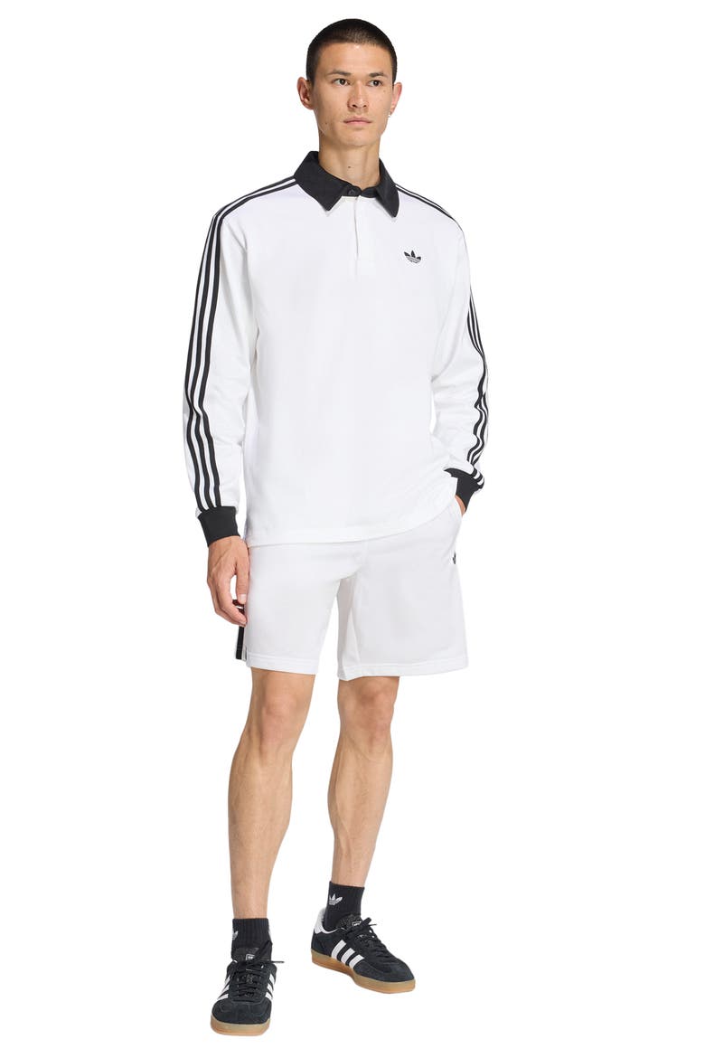 3-Stripes Long Sleeve Polo, Alternate, color, WHITE